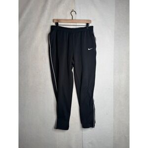 Nike Mens Track Pants Black White Swoosh Piping Athletic Training Size M